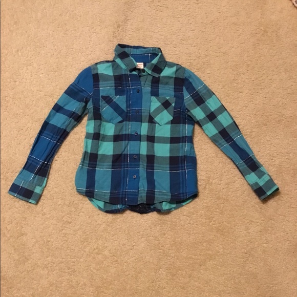 Arizona Jean Company Other - Crochet Back Plaid Girls Shirt